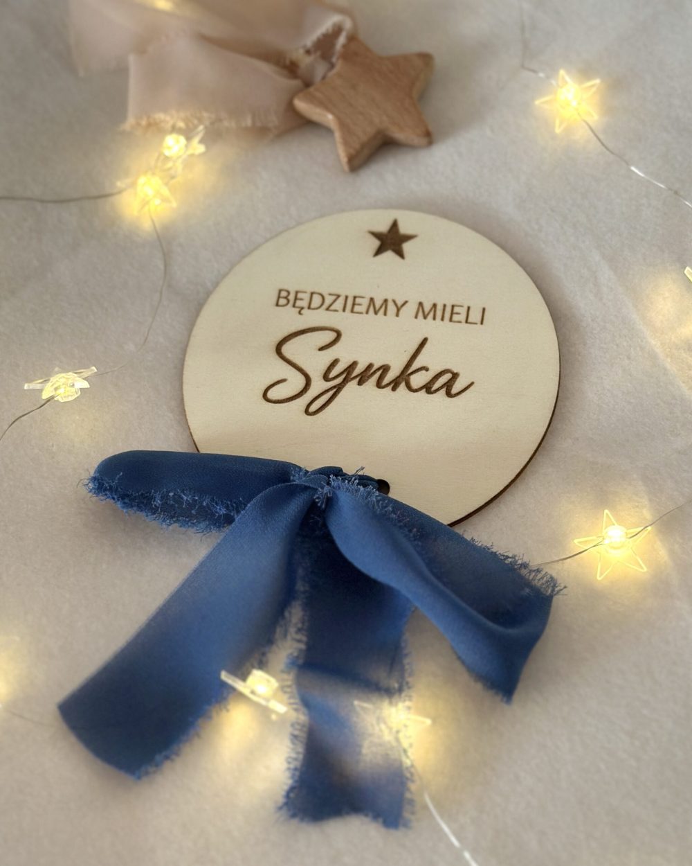 Drewniana tabliczka „Będziemy mieli synka”