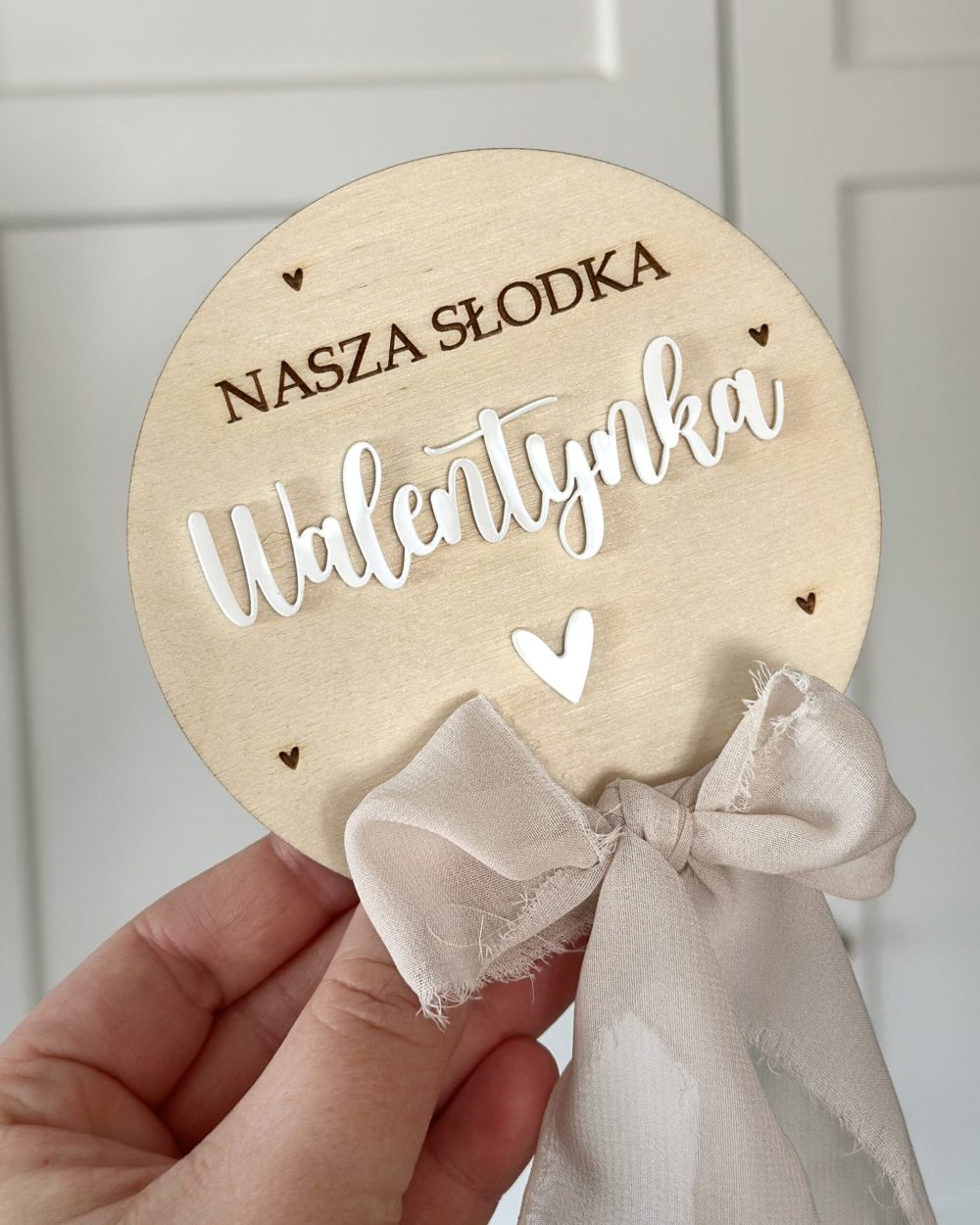 Drewniana tabliczka „Nasza słodka walentynka”